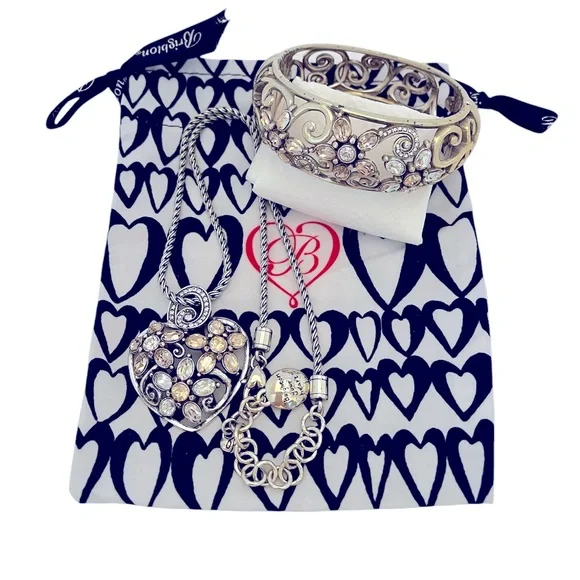 Brighton Garden of Dreams crystal heart pendant necklace and bracelet; retired - Picture 2 of 9